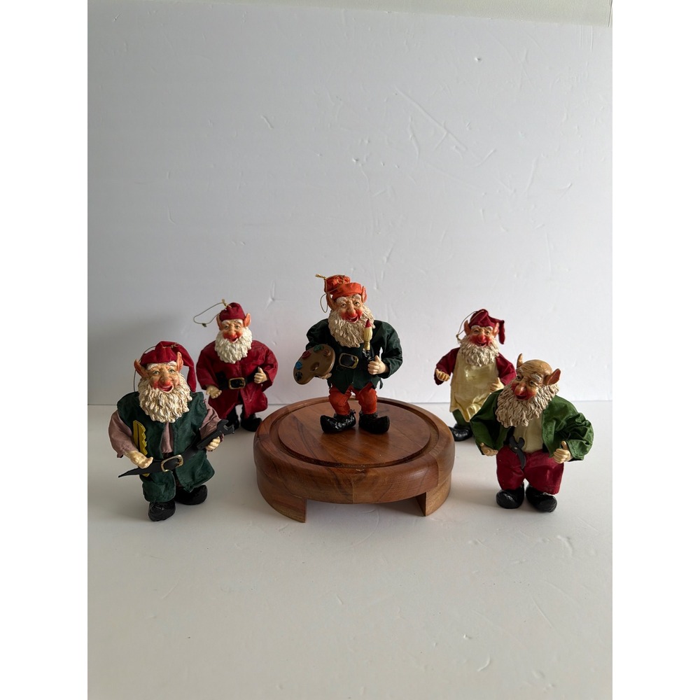 vintage Clothtique Possible Dreams fabric-mache Christmas elf's lot 5. 80's.